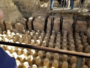 Floor supports in Roman steam bath at Bet Shean