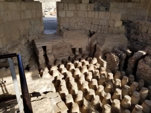 Floor supports in Roman steam bath at Bet Shean